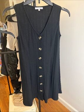 Sleeveless Black Button-Front Swim Coverup by LULU AND ROE